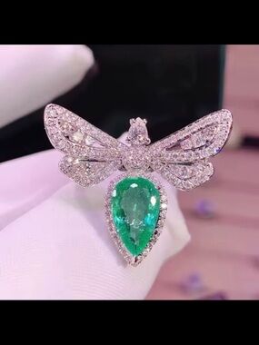 Gorgeous dragon fly tourmaline crystal s925 stamped size 8 ring #358